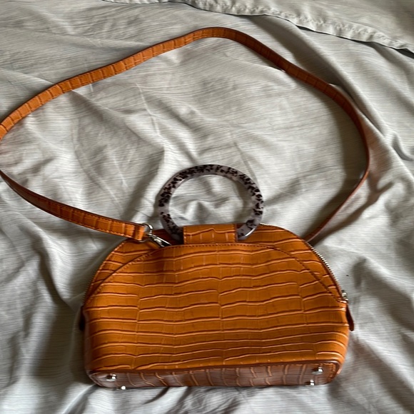 Zara Handbags - Zara cross body purse in faux crocodile with tortoise shell handles